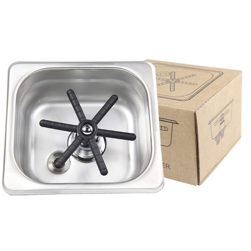 YBB Pitcher Glass Rinser, Cup Bottle Cleaning Washer 304 Stainless Steel Home Cafe Bar Sink Rinser for Coffee Milk Juice Wine Beer Tea (Silver162) - Image 2